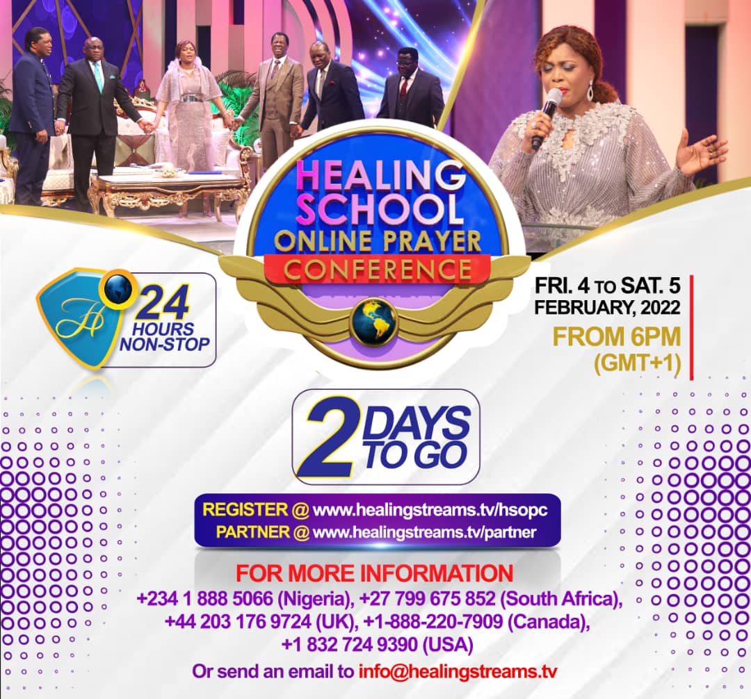 IT'S 2 DAYS TO THE HEALING SCHOOL ONLINE PRAYER CONFERENCE. 